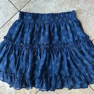 Feminine ruffle Blue Patterned MiniSkirt - Misa